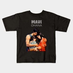 Maui Hawaii: Ohana (Family) on a dark (knocked out) background Kids T-Shirt